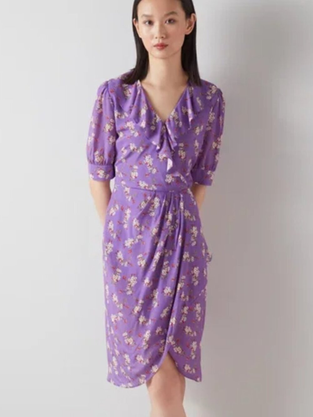 LK Bennett Ophelia Purple Floral Midi Dress